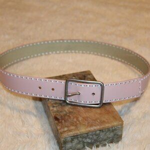 Aeropostale Powder Pink Leather Belt with White Ribbon Stitching Detail LRG